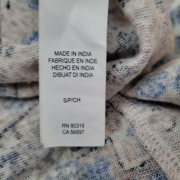 Lucky Brand Top Size S Boho Blue Multicolor 3/4 Sleeve Peasant Tassel Tie - Picture 9 of 14